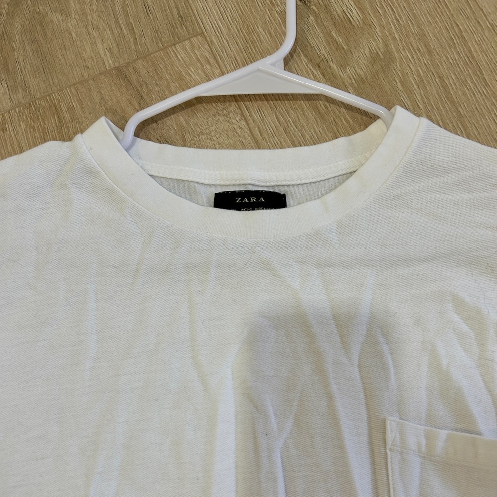 ZARA BASIC WHITE TEE LARGE - Picture 2 of 2